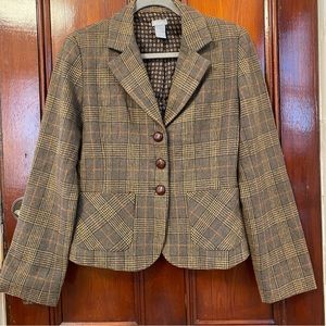 Delia’s Wool Plaid Blazer with Corduroy Elbow Patches - Women’s Large